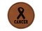 Cancer with Awareness Ribbon Round Iron-On Engraved Faux Leather Patch Applique - 2.5"
